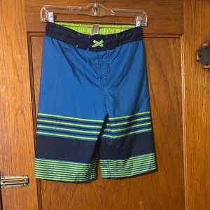 Kids Blue and Green Striped Shorts